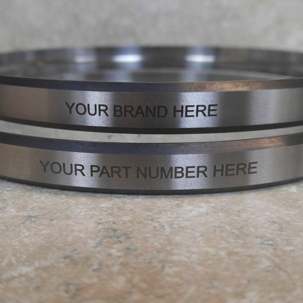 A private label bearing with custom markings.